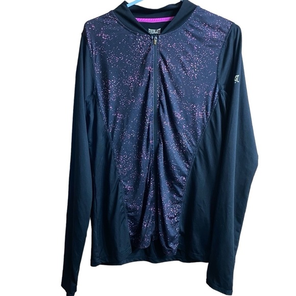 Everlast Sport Black Purple Full Zip Workout Athletic Track Jacket Size Large - Picture 1 of 8
